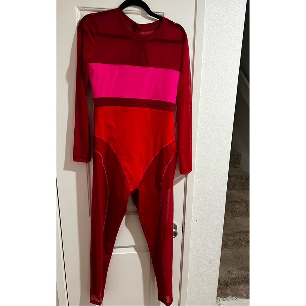 NWOT Ivy Park x Adidas Color-block Catsuit in Red and Pink size Small - Picture 3 of 8